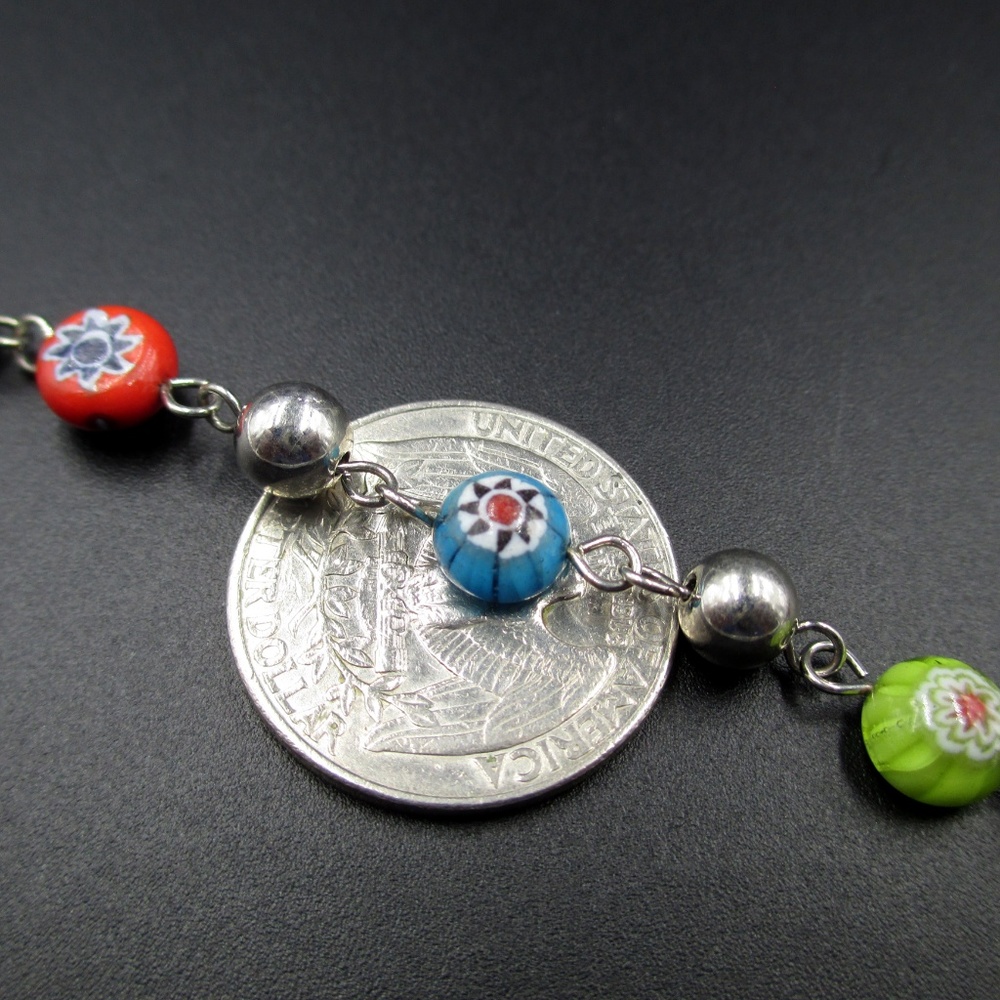 Vintage 11 Inch Avon Floral Glass Bead Bracelet - Picture 3 of 5